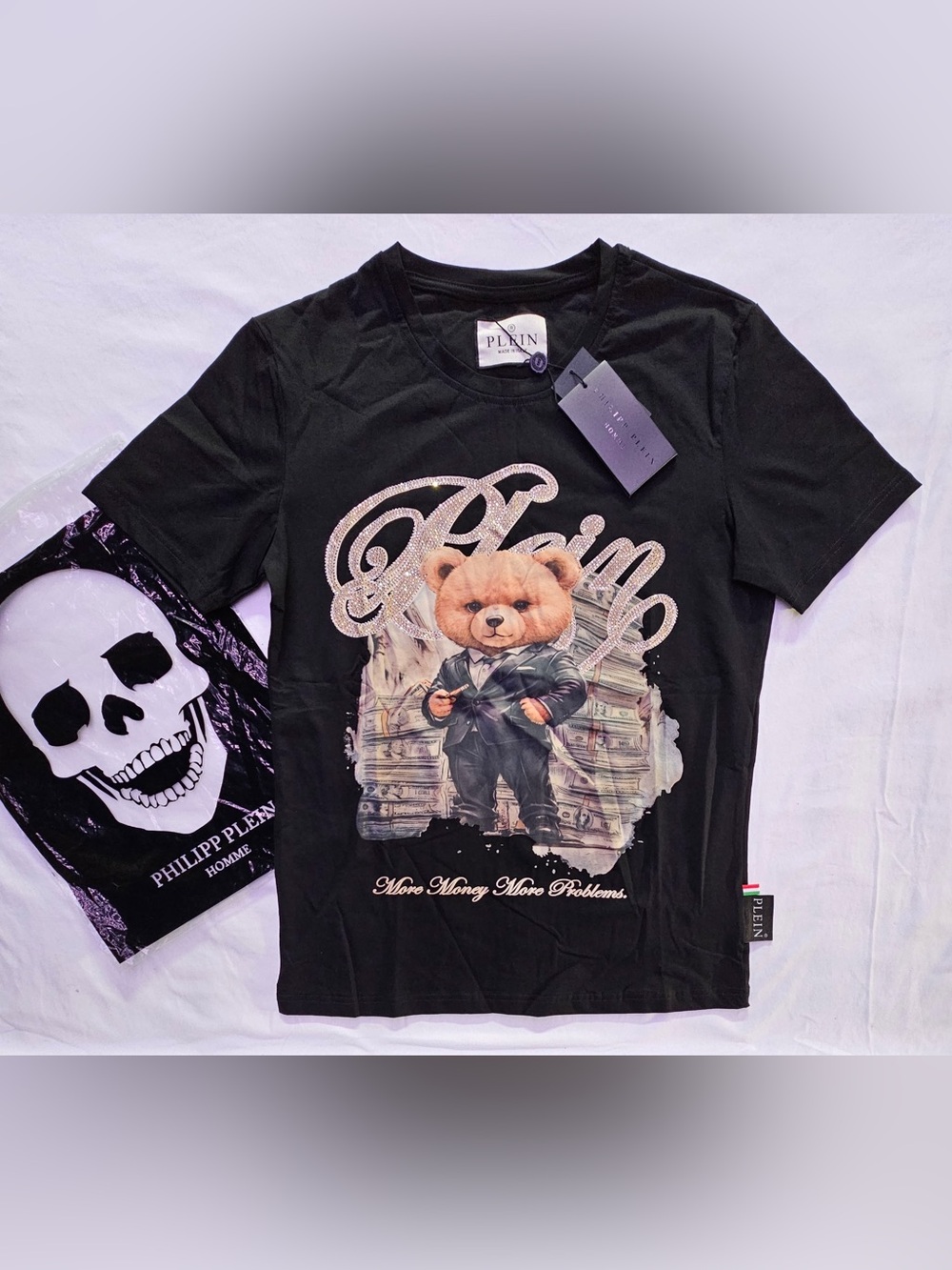 Women’s Philipp Plein Black Teddy Bear Graphic Tee